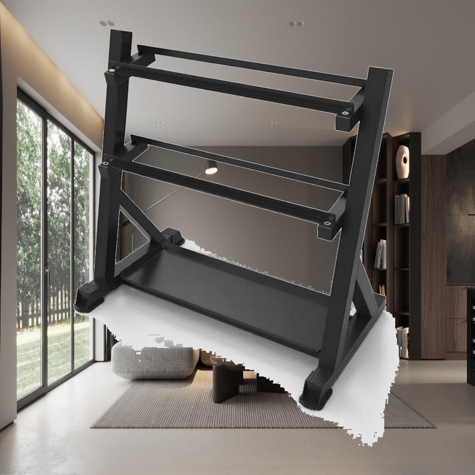 Home Gym Training - 3-laags halterrek, ruimtebesparend hex-halterrek, heavy duty