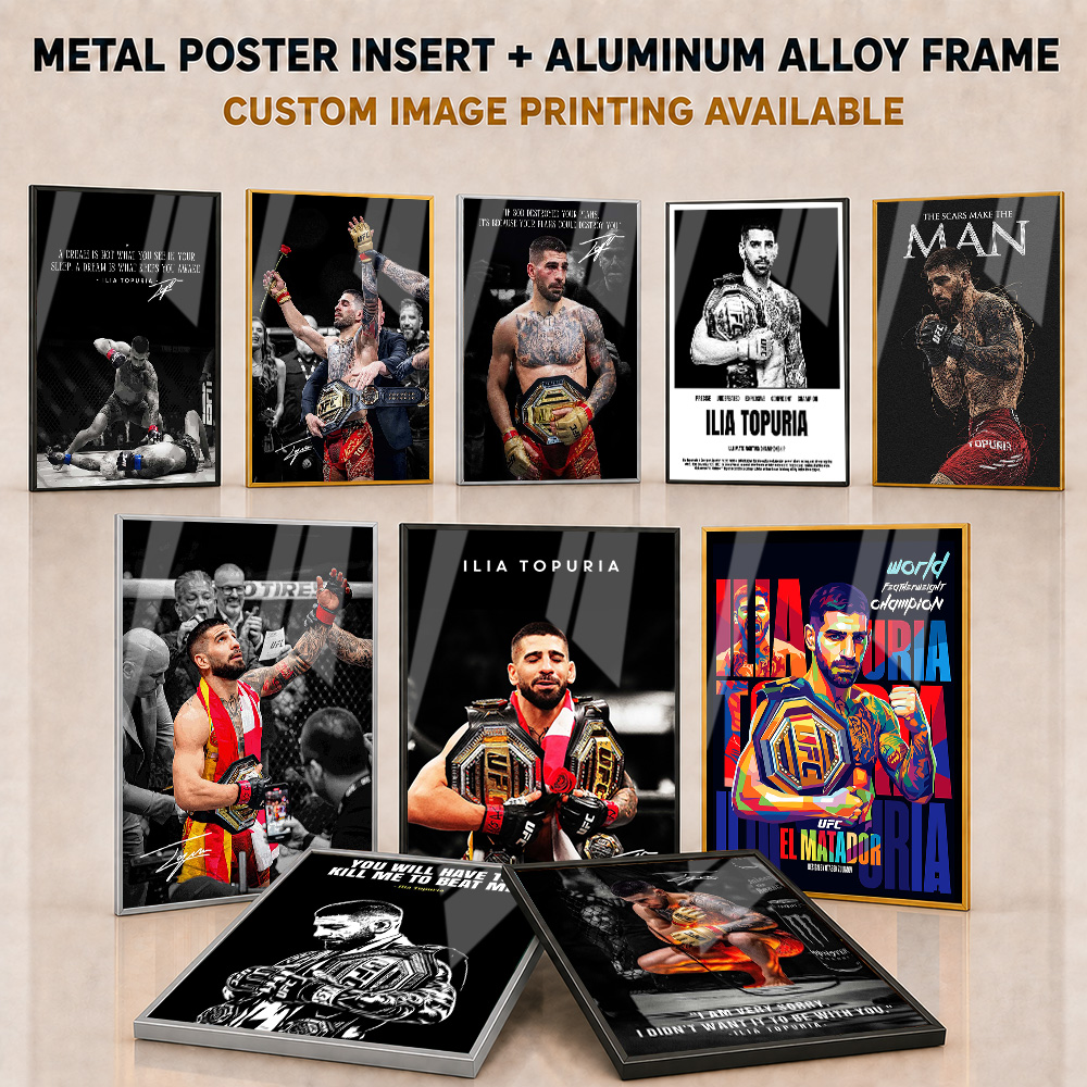 Home Gym Room - Ilia Topuria Inlijstde Metalen Poster Gepersonaliseerde